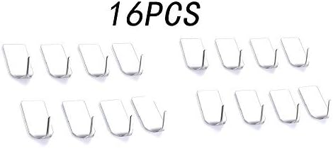 MyBreeze@ [Pack of 16 Pcs] Bathroom & Kitchen Self Adhesive Towel/Robe/Tool Hook w/ 3M Adhesive, Made of 304 Stainless Steel (304GGX16)