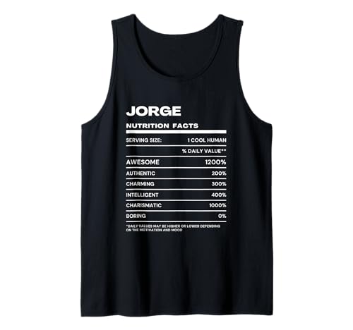 Jorge Datos de Nutrición Nombre Gracioso Camiseta sin Mangas