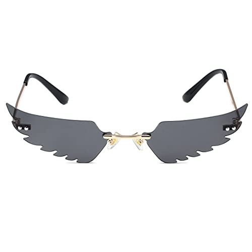 LASPOR Wing Shape Lens Rimless Sunglasses for Women Men Party Glasses2