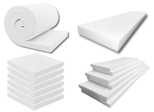 High Density White Foam Cut to any size For Use In Cushions Sofa Upholstery Cushion Mattress Topper Sheet Beds Seats Campervans Indoor/Outdoor DIY Projects (White 18x18x2 inch)