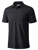 MAGCOMSEN Men's Polo Shirts Short Sleeve Golf Quick Dry Collared Moisture Wicking Athletic Performance Polos Black L