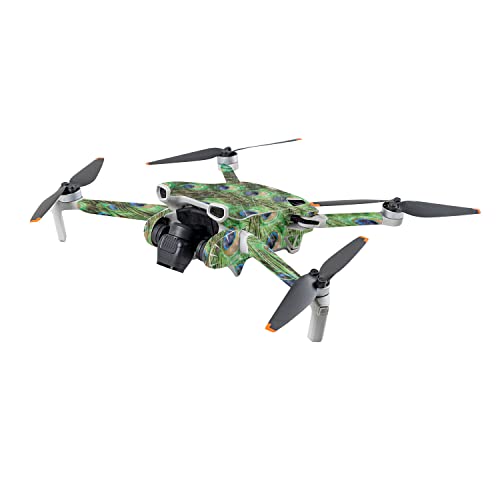 Image of MightySkins Carbon Fiber Skin Compatible with DJI Mini 3 - Peacock Pattern | Protective, Durable Textured Carbon Fiber Finish | Easy to Apply