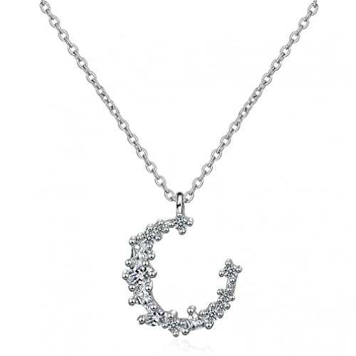 Collier lune zirconia et boucles d'oreilles pour femme parure tendance