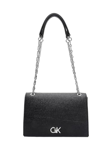 Calvin Klein Bolso bandolera Mujer Medium con cadena, Negro (Ck Black), Talla Única