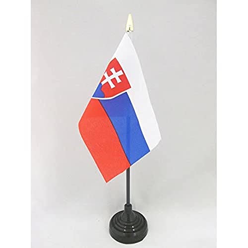AZ FLAG - Tischflagge Slowakei - 15x10 cm Goldene Splitze - Slowakische Tischfahne 10 x 15 Cm - Flaggen