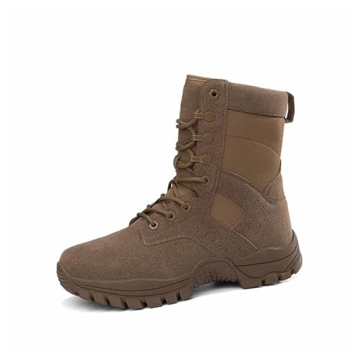 Botas de combate masculinas, botas táticas de caminhada para homens com zíper lateral botas de selva do deserto Botas de trabalho do exército Botas de trabalho militares de couro de camurça durável (