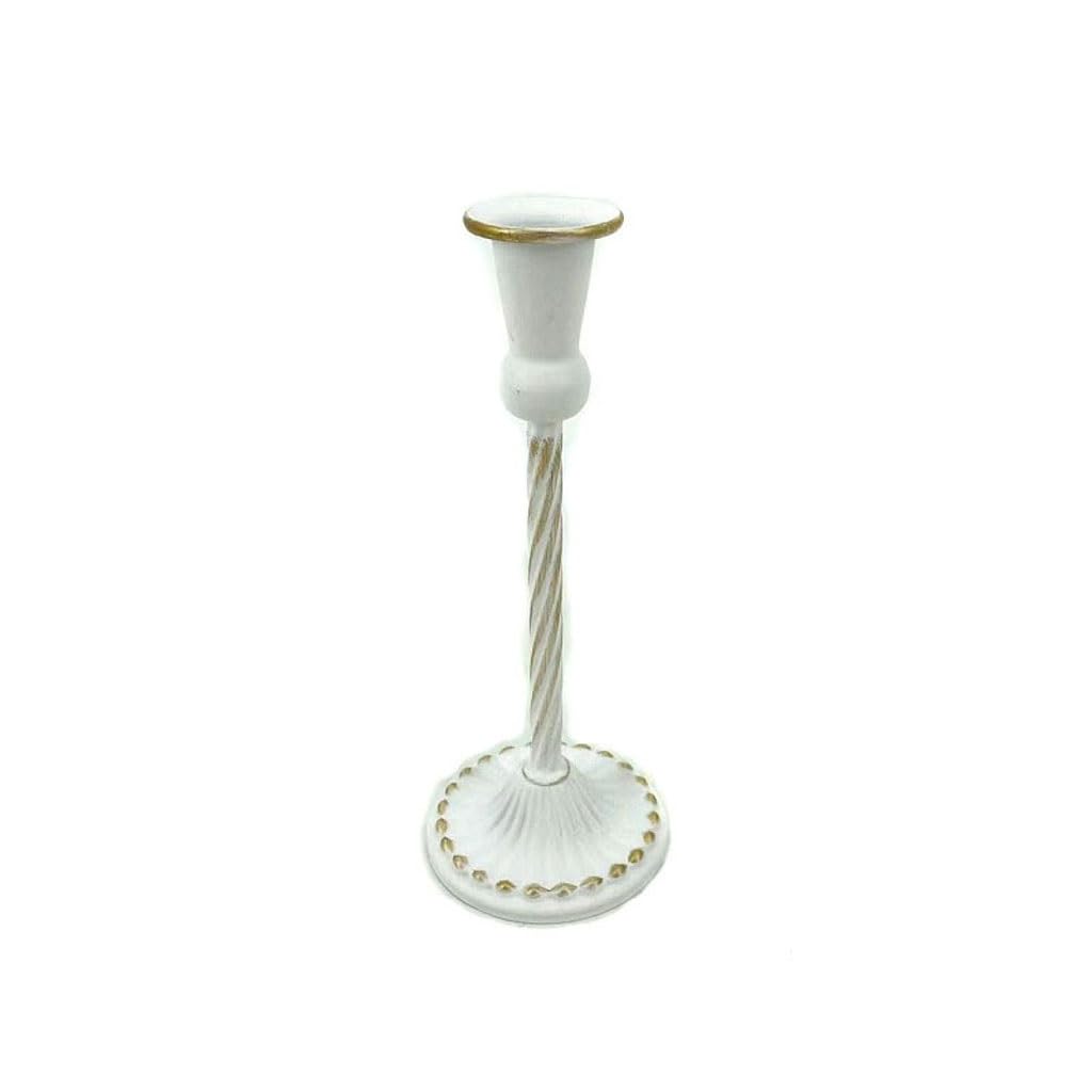 Candle Holder Pillar Iron Candelabra, Rustic, High Table Centerpiece White Farmhouse Fireplace Decorate Candlestick(2)