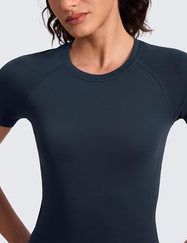 Image of CRZ YOGA Seamless T-Shirt Hip Length | Training, Chafe-Free, Slim Fit, Raglan Sleeves, Mesh Vents, Workout, Short Sleeve Tops for Women
