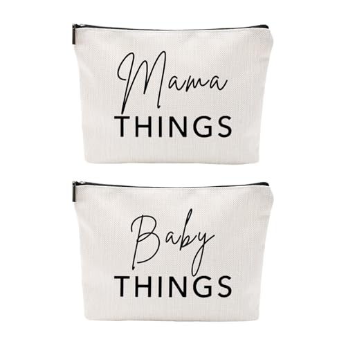 Image of Mama and Baby Bag Set Canvas Pouch Set Keepsake for New Mothers Travel Toiletry Bag for Baby Stuff, Mother's Day Gifts, Set of 2