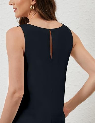 Image of OLAPTA Women Sleeveless Summer Mini Tank Dress Tie Up Loose Fit Sundress Scoop Neck Casual Trendy Short Dresses with Pockets