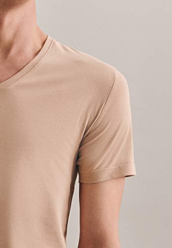 Seidensticker Camiseta de Manga Corta para Hombre con Cuello en V, Color Carne, M