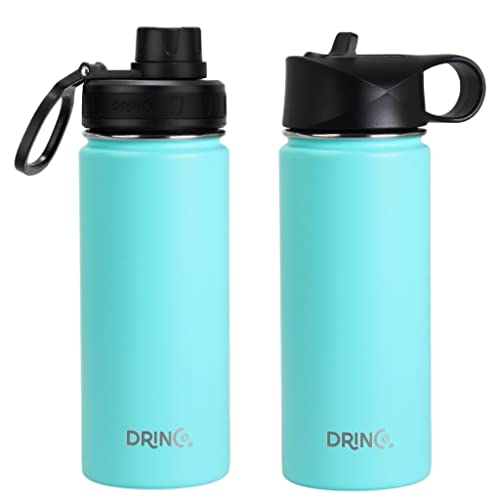 Image of Drinco Stainless Steel Water Bottle Spout Lid Vacuum Insulated Double Wall Water Bottle Wide Mouth Leak Proof Keep Cold Sport Camping Hiking (18oz Teal)
