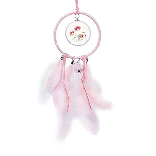 Peinture des fleurs de pavot sur un dream catcher unique pour illuminer vos nuits