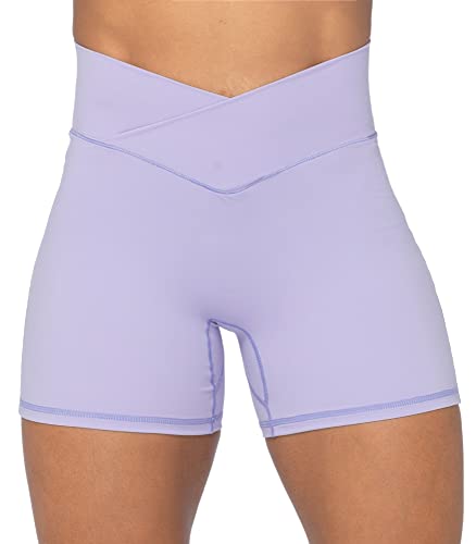 Image of Sunzel Crossover Biker Shorts for Women, No Front Seam V High Waist Yoga Workout Gym Shorts with Tummy Control | 4 Or 6-Inch Inseam, High Waisted, Tummy Control, Crossover Waist, Buttery Soft, No Front Seam, Squat Proof, Compression