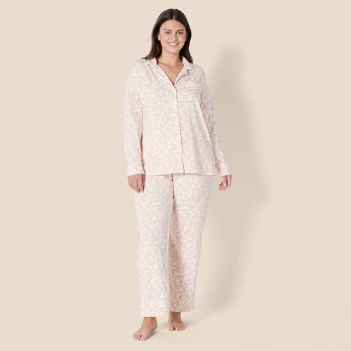 Image of Amazon Essentials Women's Long Sleeve Cotton Modal Pajama Set, Loungewear with Full-Length Bottom