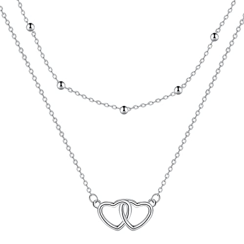 J.MUEN Collier Coeur Pendentif Femme Argent Sterling 925, Bijoux Cadeau pour femmes filles mère Anniversaire/Noël/Fête des Mères/Saint Valentin Cover