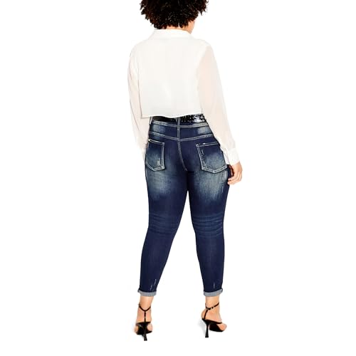City Chic Women's Plus Size Patched Apple Skinny Jean2