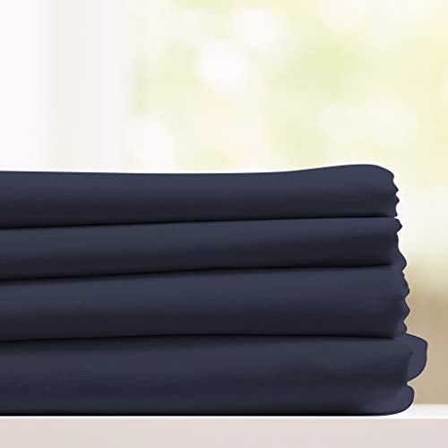 Bluff City Bedding 1800 Thread Count Egyptian Cotton Feel 4 Piece Bed Sheet Set 12 Colors (King, Navy) #TOP1