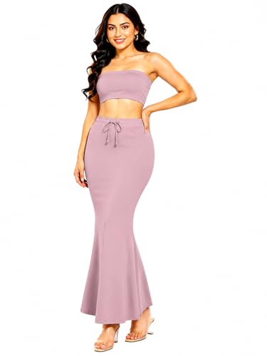 Image of Women's Saree Shapewear Petticoat, Cotton Blend Stretchable Mermaid Skirt, High Waist Tummy Control, Smooth Curve Fit with Adjustable Drawstring
