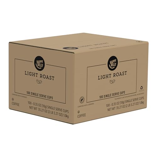 Image of Amazon Brand - Happy Belly Light Roast Coffee Pods, Compatible with Keurig 2.0 K-Cup Brewers, 100 Count