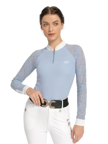 Chemise de concours équitation femme manches longues dentelle respirante