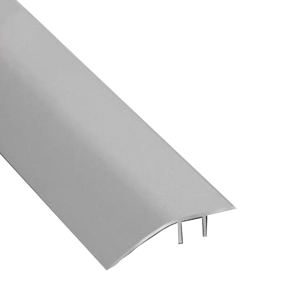 Luysmengeu Silver Aluminium Floor Transition Strip, 35.4In Thresholds Reducer For Uneven Door Carpet Tile, Interior Metal Threshold Ramp, For Height Of 7-15Mm