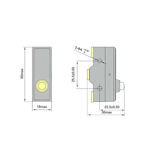 Microinterruptor LXW5-11D1 de contactos robustos 2P y 3 tornillos guía 3