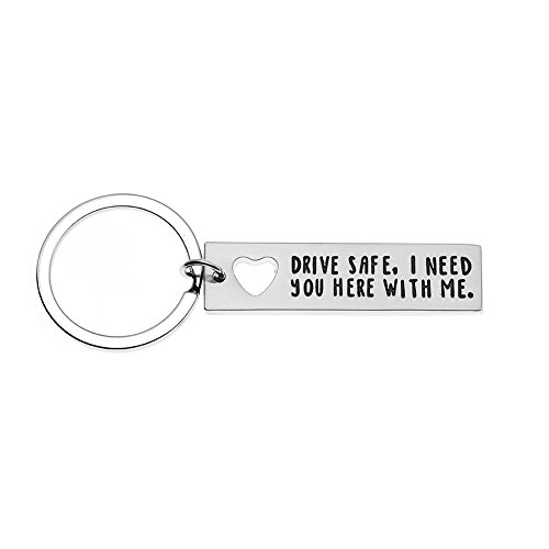 Trucker Husband Keychain, Drive Safe I Need You Here With Me Hand Stamped Drive Safe Gift Gift for Dad.