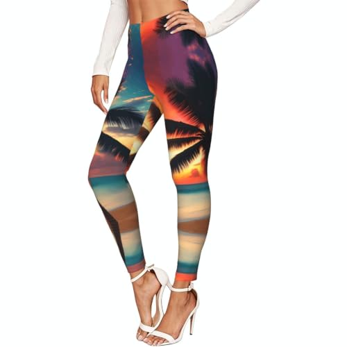 Leggings de compresión para mujer ideales para yoga en la playa al atardecer