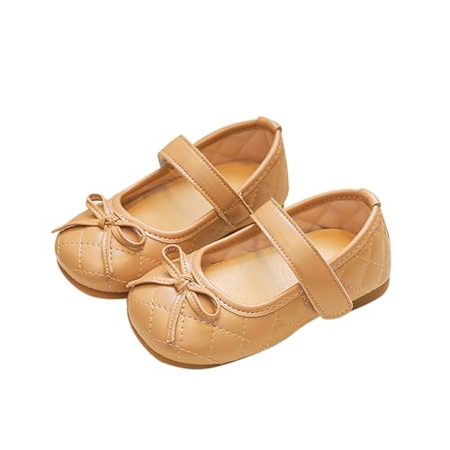 Girls Sneakers - Kids Soft Soled Dance Shoes with Bow Tie - Elegant Flat Leather Shoes for Little Girls -
