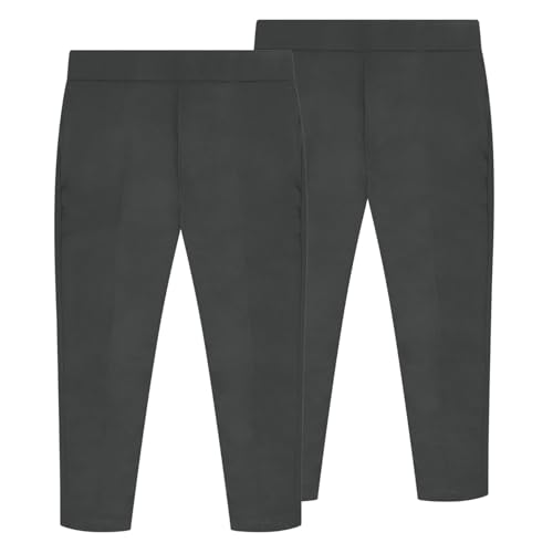 Pantalones de uniforme escolar para niños con teflón antimanchas y frente plano (2 piezas)