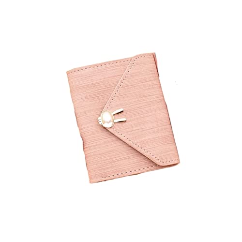Wallet New Pearl Wallet Short Soft Leather Clip Fashion Three Fold Korean Student's Wallet Small Rabbit Wallet(Pink)2