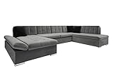 Schlaffläche: 302x128 cm Mirjan24 Ecksofa Bergen Design Eckcouch mit Schlaffunktion und Bettkasten, Regulierbare Armlehnen, U-Form Sofa vom Hersteller, Wohnlandschaft (Magic Velvet 2217 + Magic Velvet 2219, Ecksofa: Links)