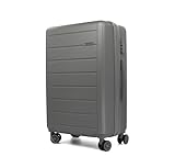 VOYAN Maleta Grande 23kg SDR Gris 68x46x28 Expandible, Maleta de Viaje para Facturar, Trolley Rigido ABS Ligero, 4 Ruedas 360°, Maleta Familiar Resistente con Cerradura de Seguridad