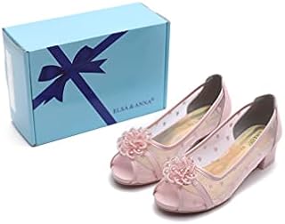 ELSA & ANNA Snow Queen Princess Shoes - 3cm Heeled Princess Dress Up Shoes - Fancy Dress Shoes - Elsa Dress Up Shoes for Parties & Birthdays, Cosplay - Kids High Heels (SH2203PNK)