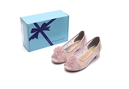 ELSA & ANNA Scarpe da Principessa per Ragazze - Scarpe con Tacco 3cm - Scarpe per Costumi Elsa Glitterate per Feste e Compleanni - Tacchi Alti per Bambini (SH2203)