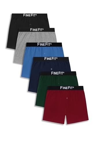 Men's Knit Boxer Shorts, 6 Pack, Assorted Colors, Elastic Waistband