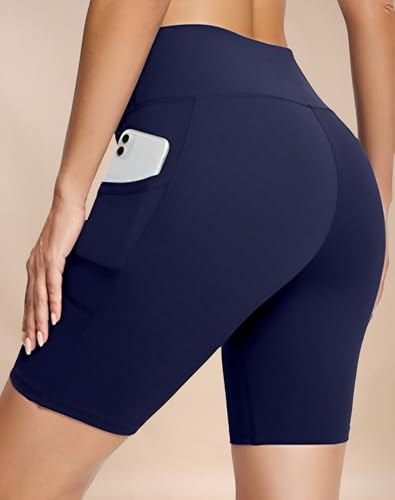 Image of High Waist Sports Activewear Shorts for Women and Girls Ideal for Gym and Yoga or Cycling with Side Pocket, Stretchable, Flexible, Slim Fit