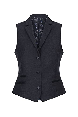 Women Black Blazer Waistcoat Tweed Herringbone Wool Classic Smart Casual Vintage 1920s