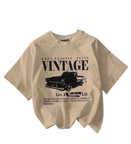 Image of Jawdrobe Cotton Blend Oversized Fit Half Sleeve Printed Round Neck T-Shirt for Women | Aesthetic Summer Wear