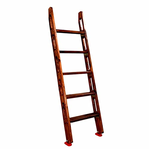 asdchZen Escalera De Madera para Litera De 59' con Pasamanos, Escalera De Altillo Resistente De 5 Peldaños para Casas Pequeñas Y Dormitorios, Color Café, Soporta hasta 150 Kg.