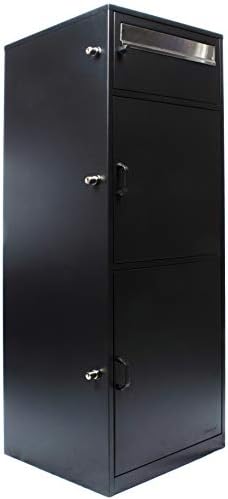 Winbest Giant Metal Freestanding Ground Parcel Package deal Drop with Locking Letterbox Drop Mail Field with Multi Compartments, Black