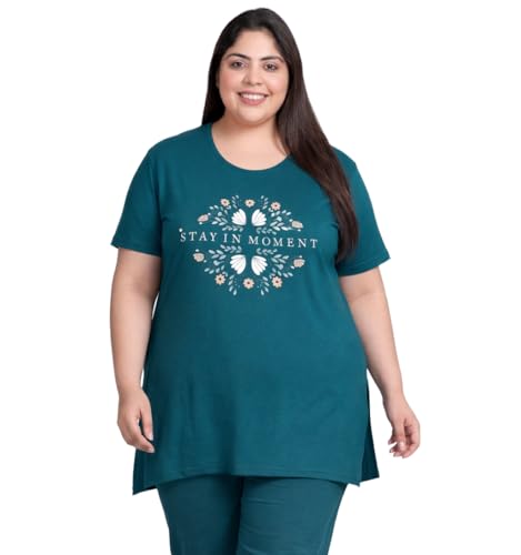 Image of In Love Women's Plus Size Longline T-Shirt with Side Pocket, 3 /4 Sleeve, Crew Neck