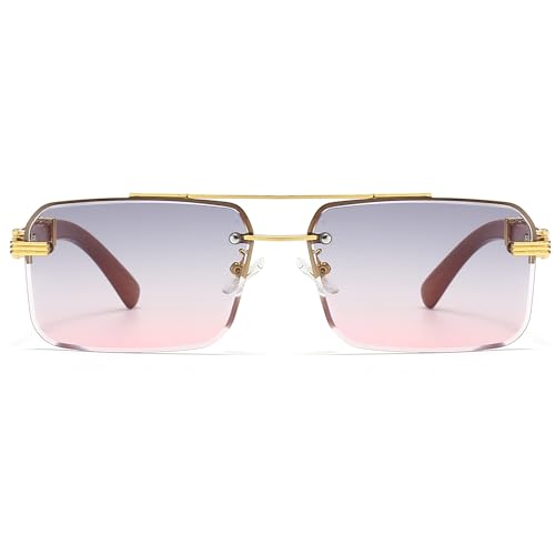 Image of Fashion Rimless Rectangle Sunglasses Mens Womens Frameless Square Sun Glasses UV 400