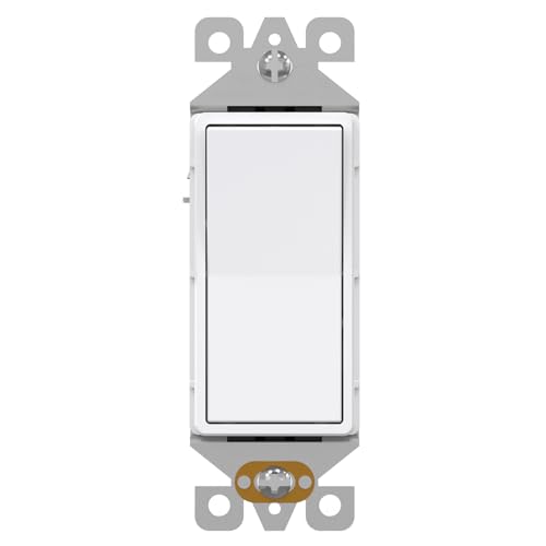 AIDA 1 Pack 3 Way Rocker Decora Light Switch, 15 Amp Self-grounding Electrical Light Switches, Residential Grade, UL Listed, Glossy White