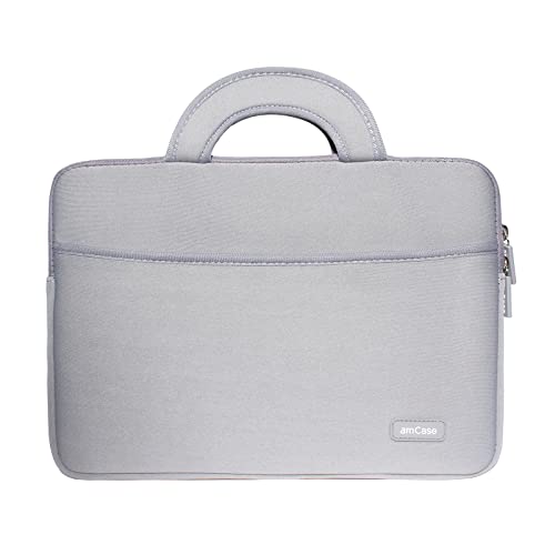 Image of amCase Chromebook Case /Carry Sleeve with Handle-Black (11.6-12 inch, Grey)