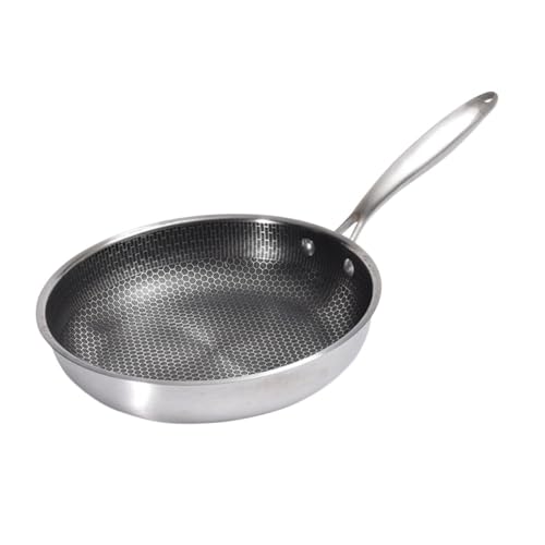 DEARMAMY Sartén de Acero Inoxidable con Superficie de Panal Antiadherente para Freír Huevos y Cocinar Bistec Resistente Fácil de Limpiar y Distribución Uniforme del Calor para Cocina