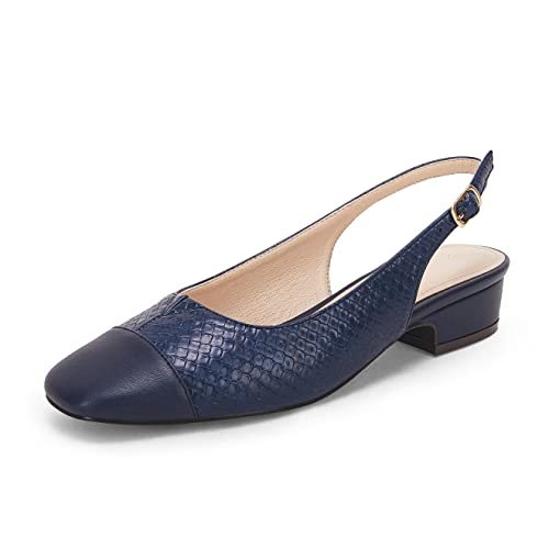 Rilista Women's Slingback Low Heels Closed Toe Chunky Block Heel Comfortable Office Dress Pumps Shoes