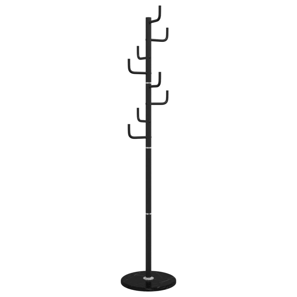 vidaXL Coat Stand, Coat Rack for Hallway Living Room, Clothes Stand with Hooks, Coat Hanger, Modern Style, Black Powder-coated Iron
