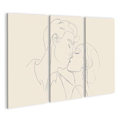 Tableau sur toile cadeau idéal amoureux motif lignes romantiques 3 pcs